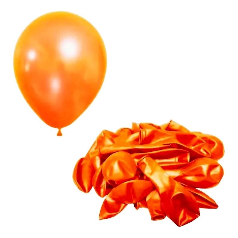 GENERICO - Pack 24 Globos Naranjo Decorativos Látex Metálicos