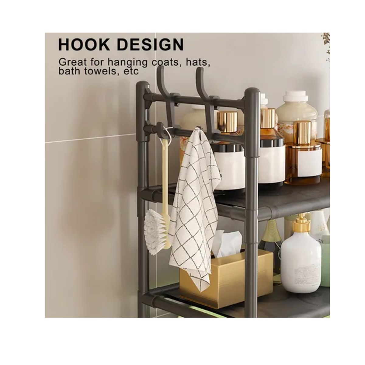 GENERICO - Mueble Estante Organizador 3 Niveles Metal/abs