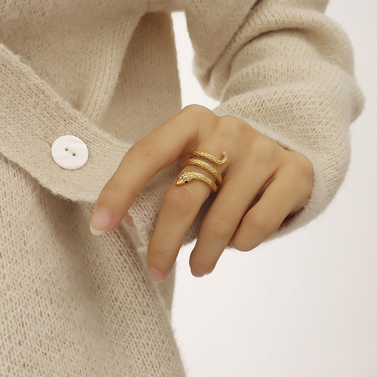 LUX JOYAS - Anillo Baño Oro Amarillo 18k Serpiente