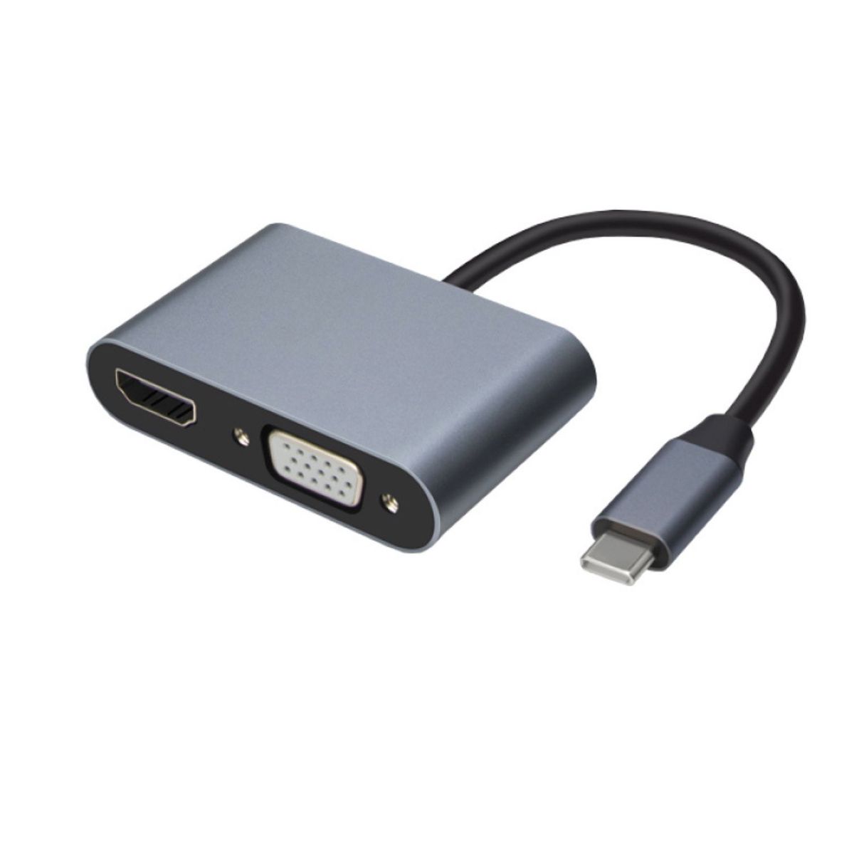 TECNOLAB - Hub Tipo-C 4 en 1 HDMI VGA PD USB 3.0 Aluminio - PS
