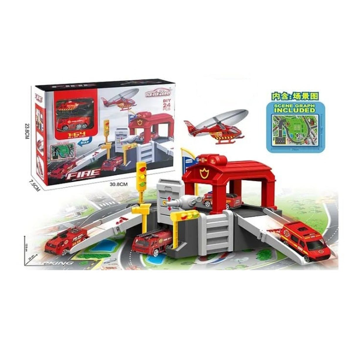GENERICO - Caja juguete de estacion bomberos