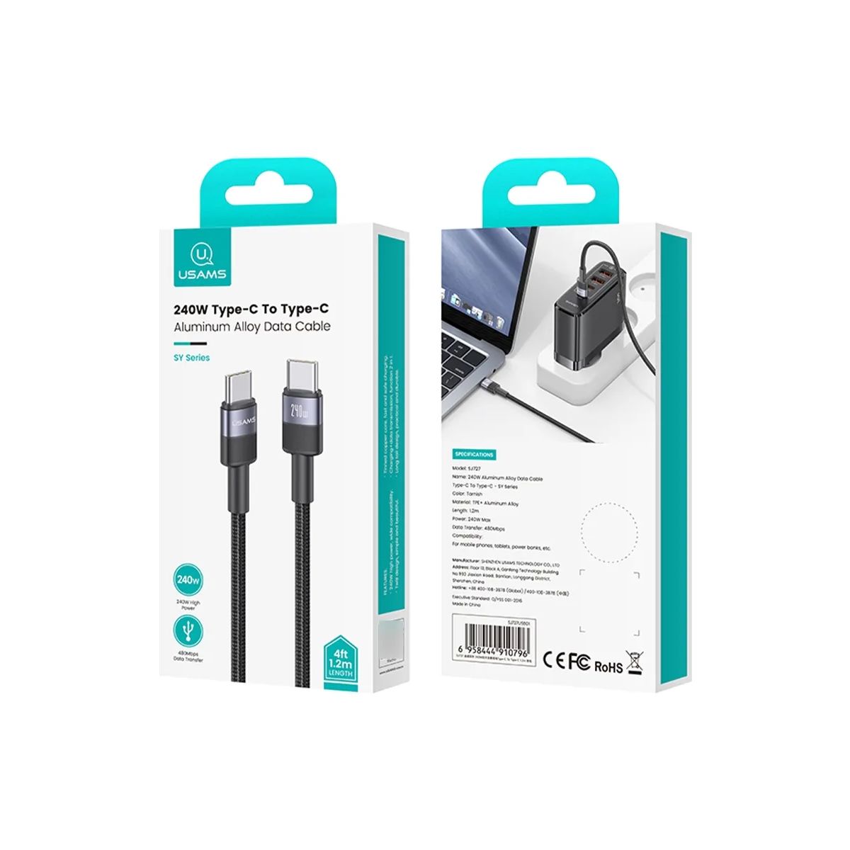 USAMS - Cable Carga Rapida Usb-C a C 240w 12m Usams