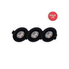 BP ILUMINACION - Pack 3 Focos Empotrados Basculante LED 5W Luz Cálida Negro