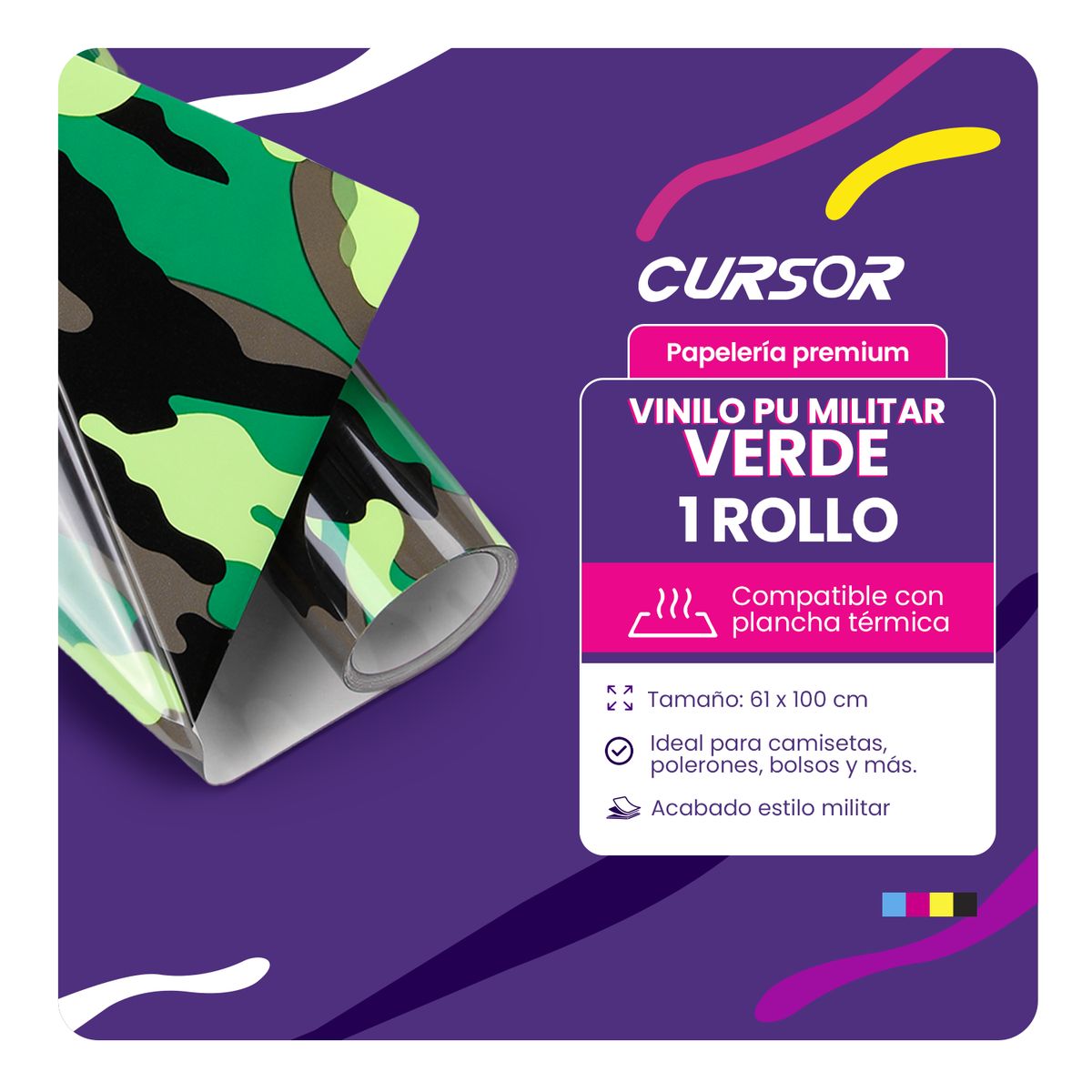CURSOR - Vinilo Pu fluorescente Diseños 1f 61 Cm X 1 Metro Cursor - Verde oscuro