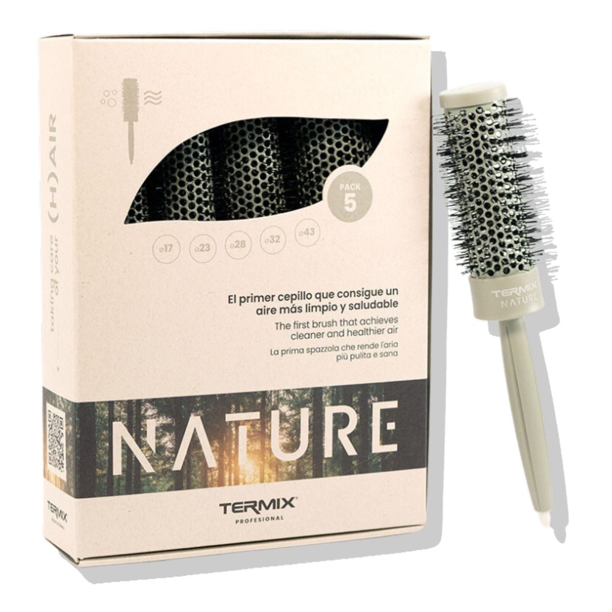 GENERICO - Pack Cepillos Redondos Nature 5 Unidades Termix