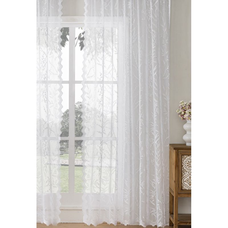 GENERICO - Cortinas De Visillo Encaje Con Diseno Hoja 140220cm 2paños