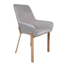 HABITA2 CHILE - Sitial Terciopelo Brito Patas Símil Madera- Gris