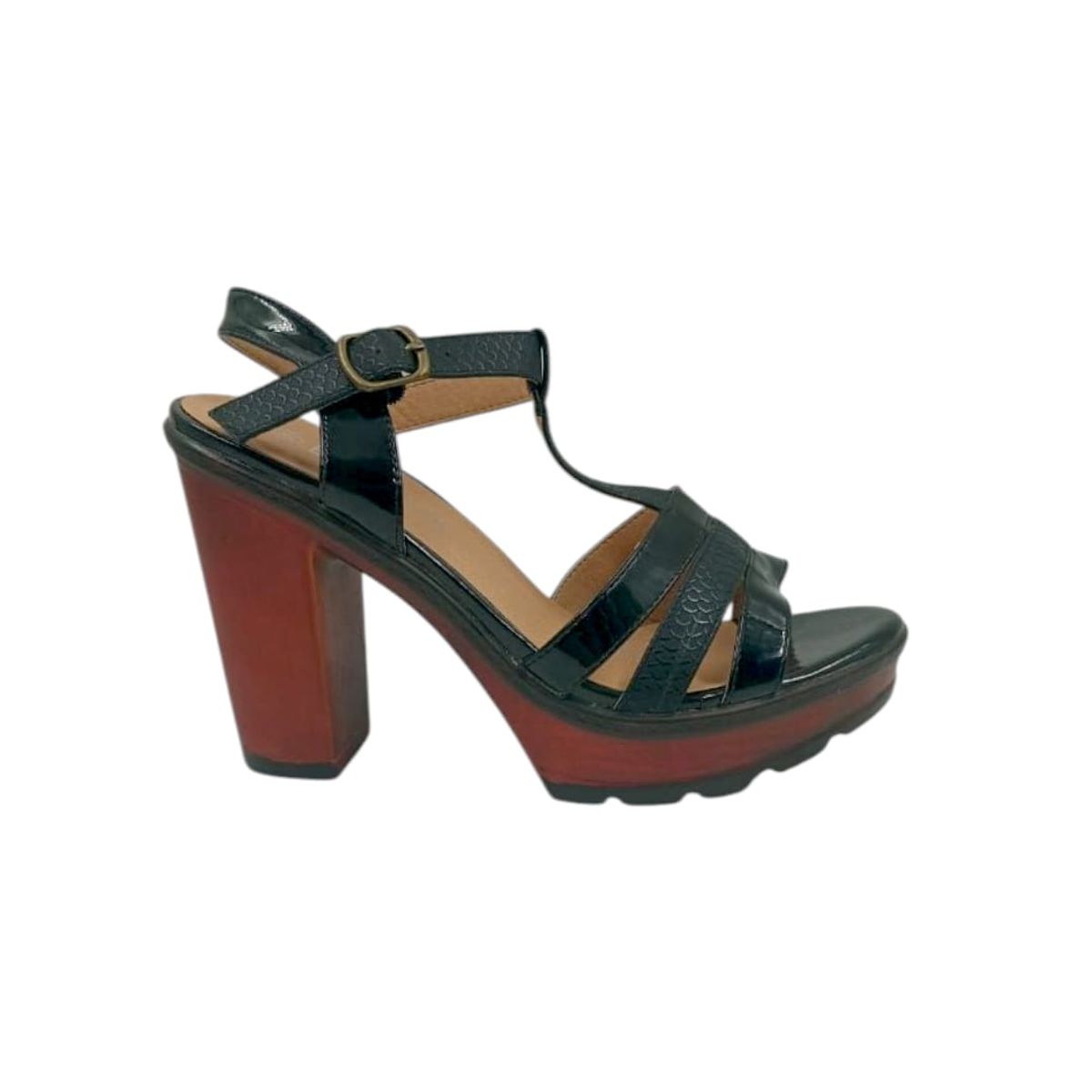 HERIEL - Sandalia Negra Taco Mujer