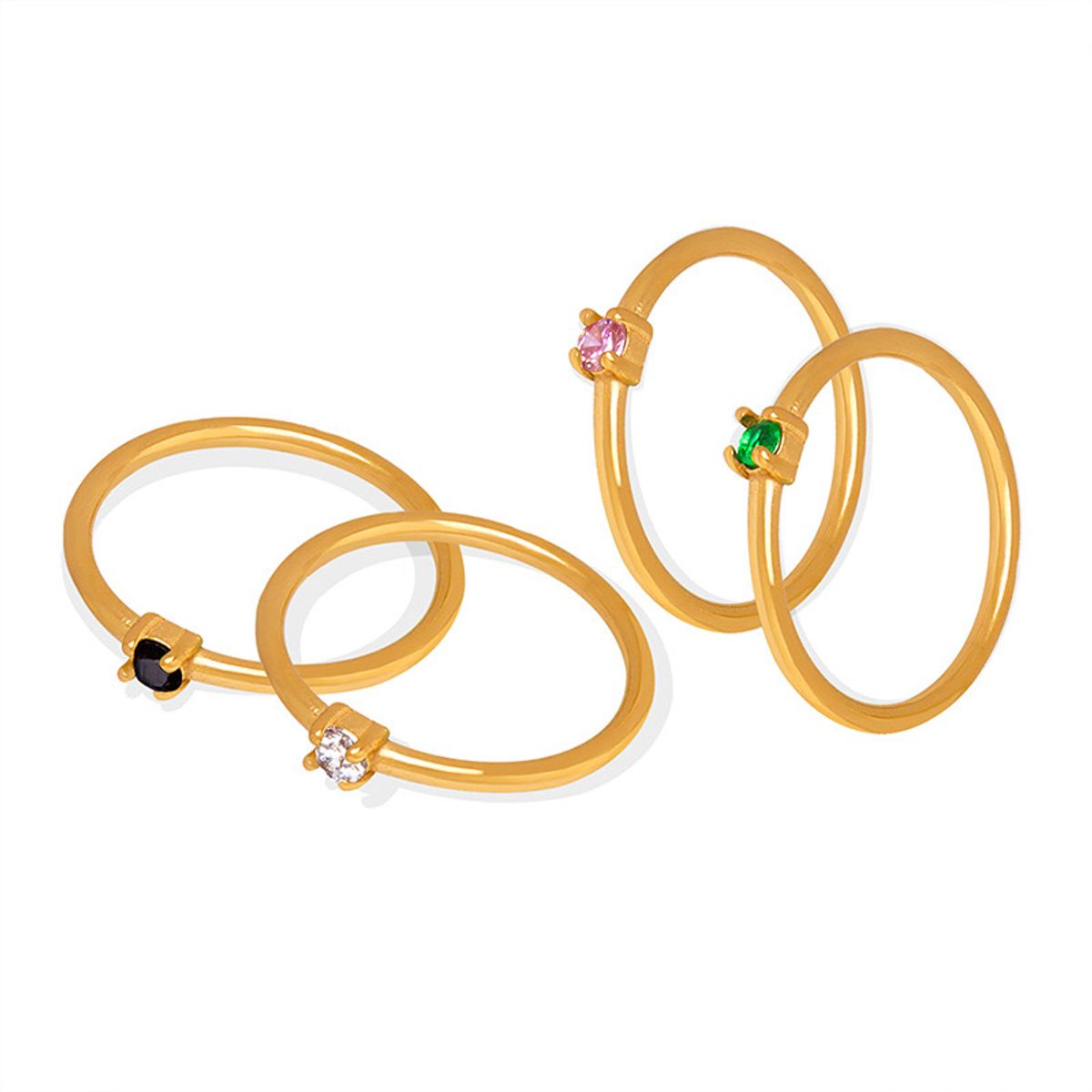 LUX JOYAS - Anillo Baño Oro Amarillo 18k Solitario Circón Blanco
