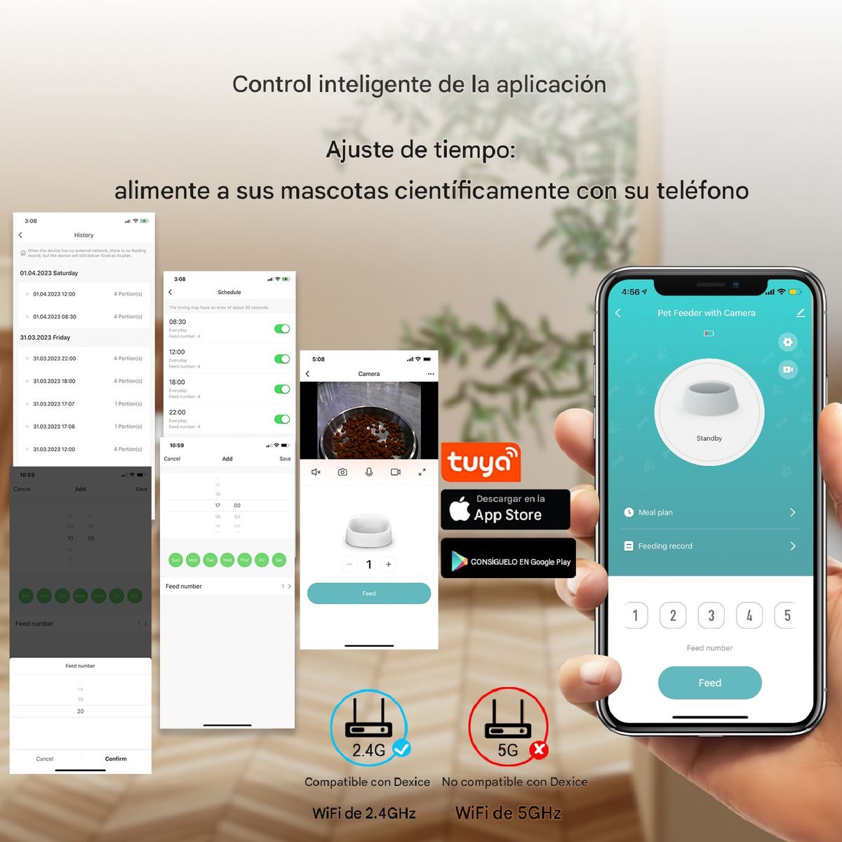 GENERICO - Comedero Inteligente PF09 Tuya WiFi Cámara 1080p Tolva 4L