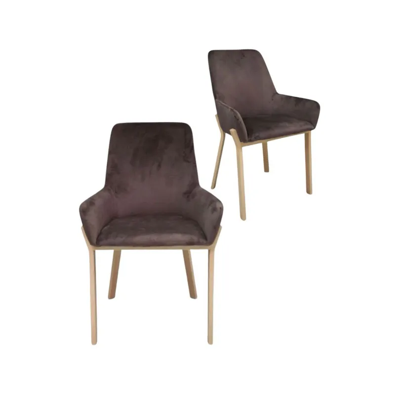 HABITA2 CHILE - Pack 2 Sitial Terciopelo Brito Patas Símil Madera- Negro