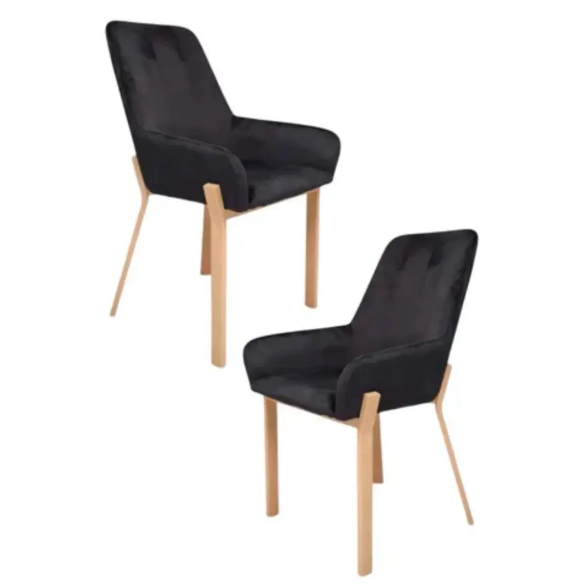 HABITA2 CHILE - Pack 2 Sitial Terciopelo Brito Patas Símil Madera- Negro