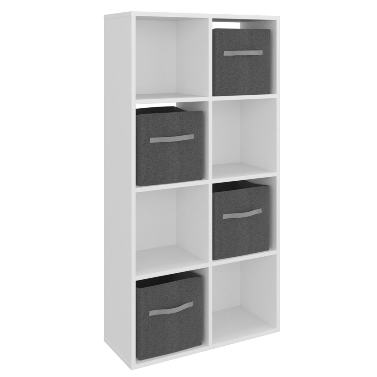 TUHOME - Set Biblioteca Organizadora Cubik + 4 Cubos En Telagris  Blanco