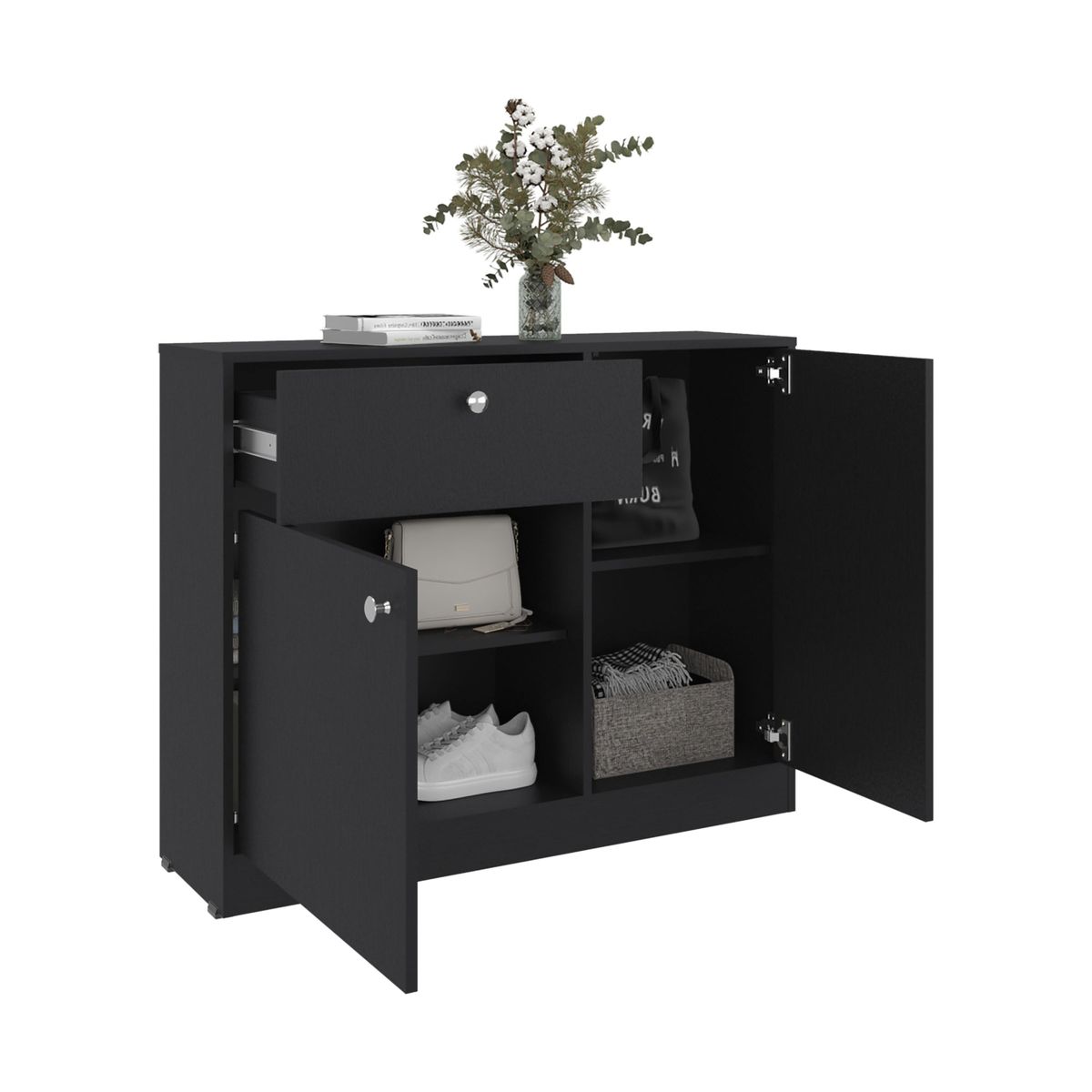 TUHOME - Comoda Praga 1 Cajon 2 Puertas Wengue 80X100X302 Cm