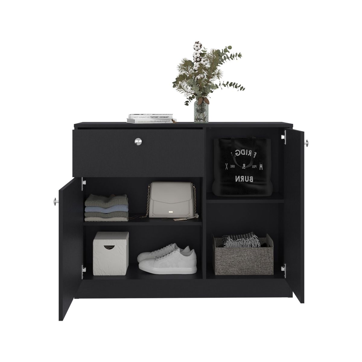 TUHOME - Comoda Praga 1 Cajon 2 Puertas Wengue 80X100X302 Cm