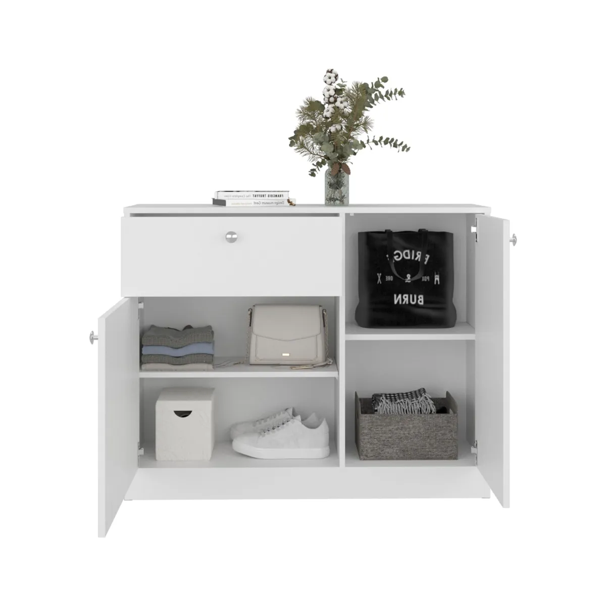 TUHOME - Comoda Praga 1 Cajon 2 Puertas Blanco 80X100X302 Cm