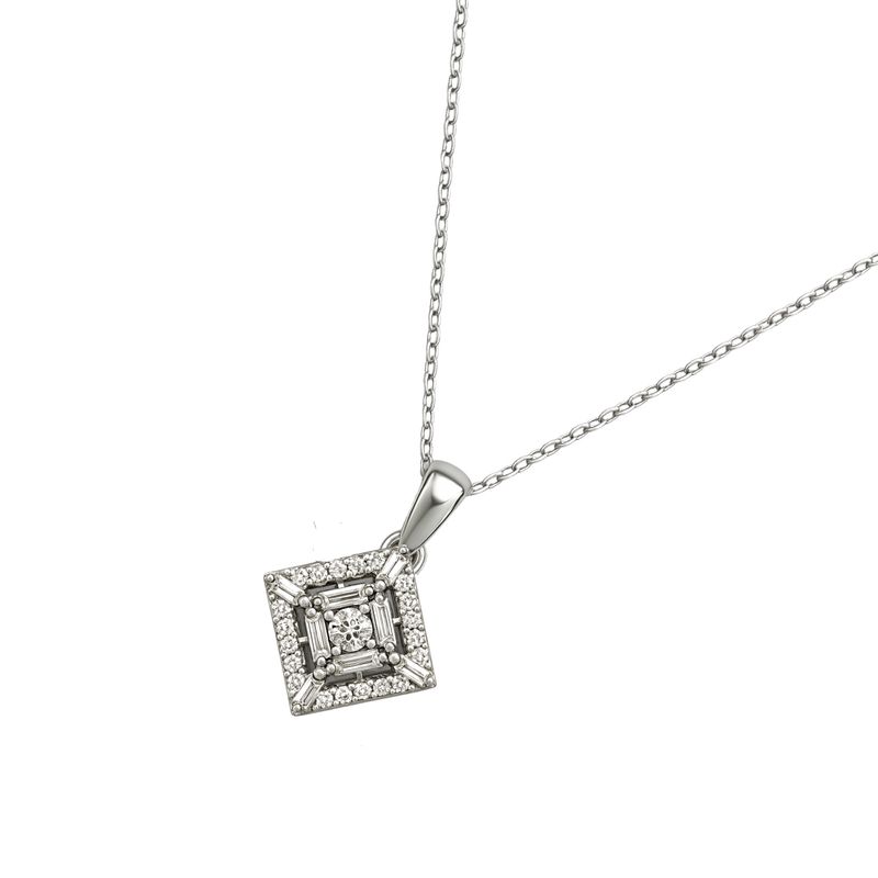JB JOYAS BARON - Collar de Plata Esterlina 925 Con Circonita Baguette
