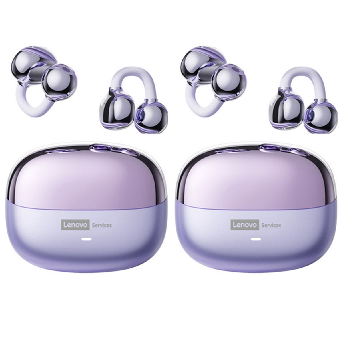 LENOVO - Set 2 Audífonos Lenovo Clip MAX LE06 TWS  Bluetooth 6.0 -Morado