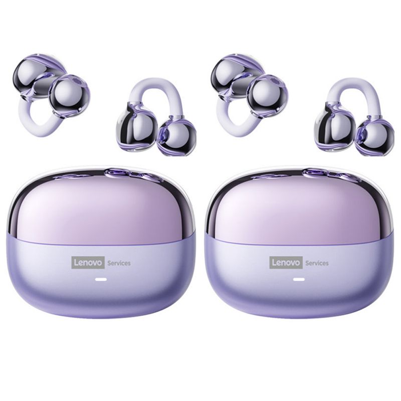 LENOVO - Set 2 Audífonos Lenovo Clip MAX LE06 TWS  Bluetooth 6.0 -Morado