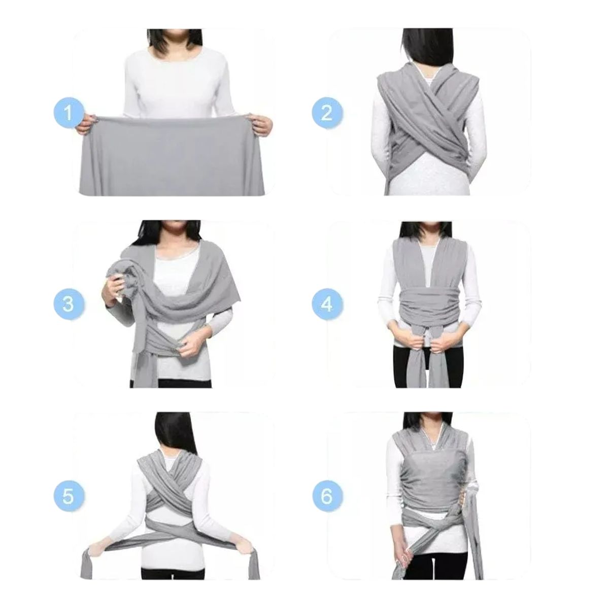 GENERICO - Fular Portabebé Semielasticado Gris