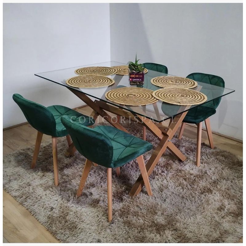 CORI CORI - Comedor Medlock 120x80cm + 4 Sillas Mariposa Velvet