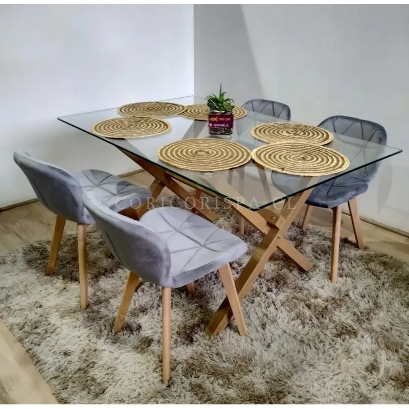 CORI CORI - Comedor Medlock 120x80cm + 4 Sillas Mariposa Velvet…