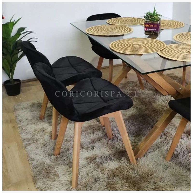 CORI CORI - Comedor Medlock 120x80cm + 4 Sillas Mariposa Velvet…