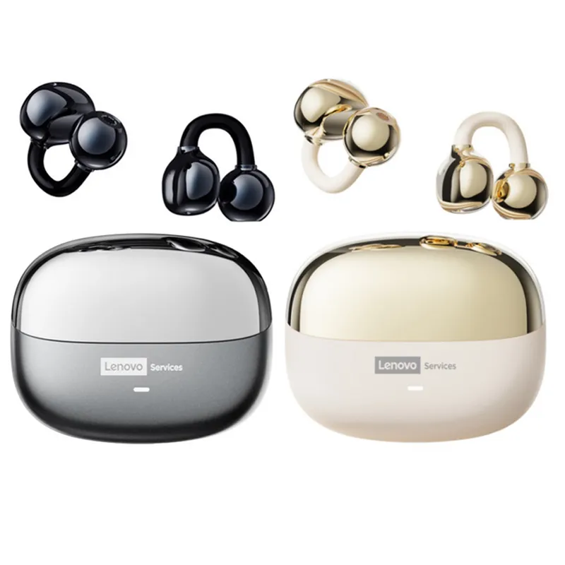 LENOVO - Set 2 Audífonos Lenovo Clip MAX LE06 TWS  Bluetooth 6.0 -Negro Y Blanco