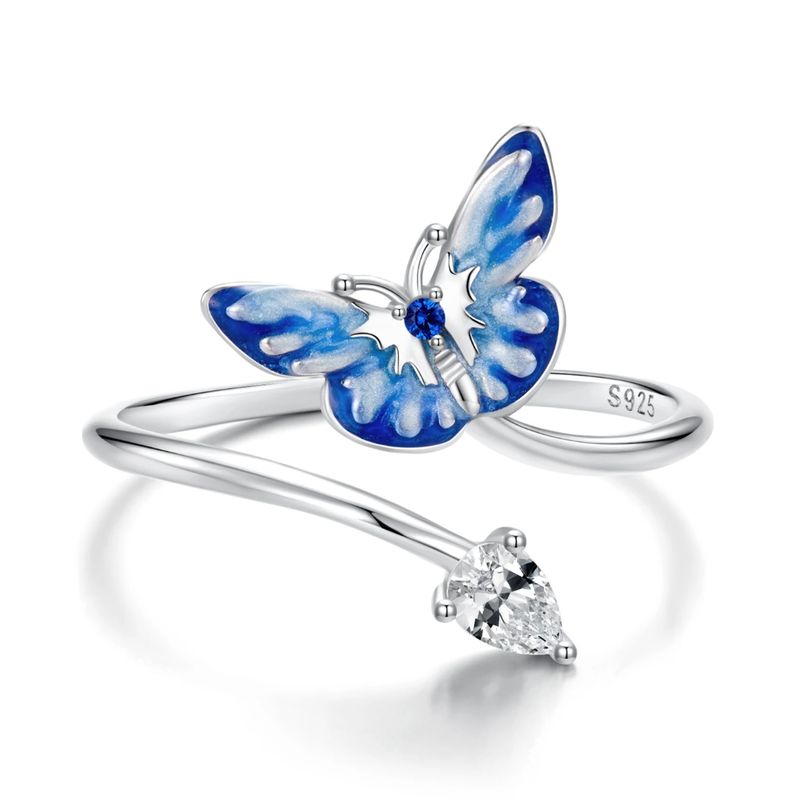 GENERICO - Anillo mariposa multicolor plata 925 ajustable