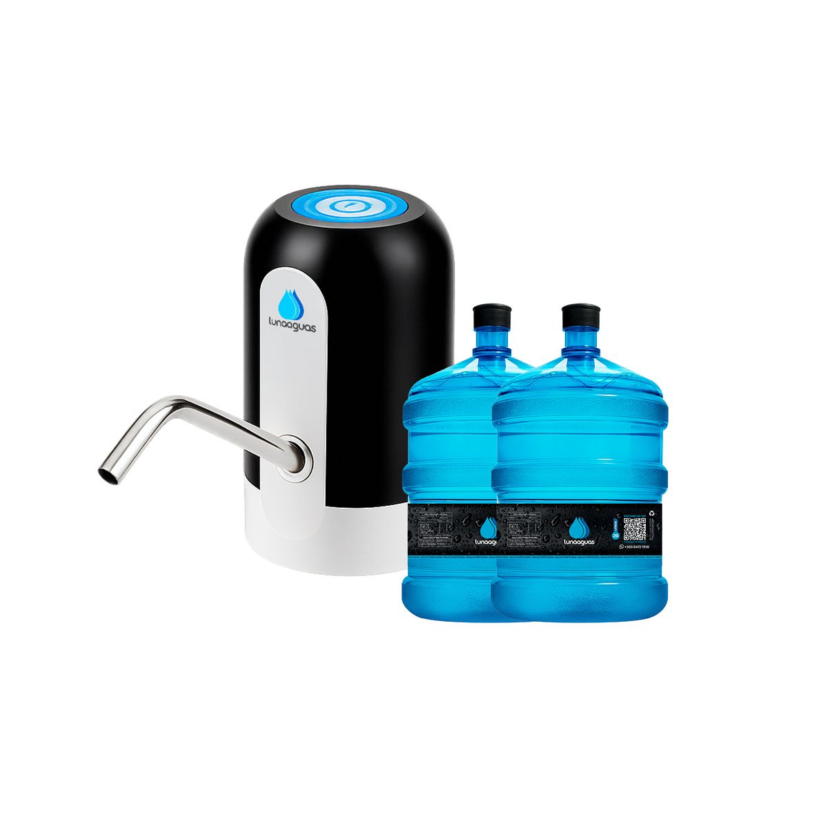 GENERICO - PACK Dispensador de agua usb recargable + 2 bidones llenos