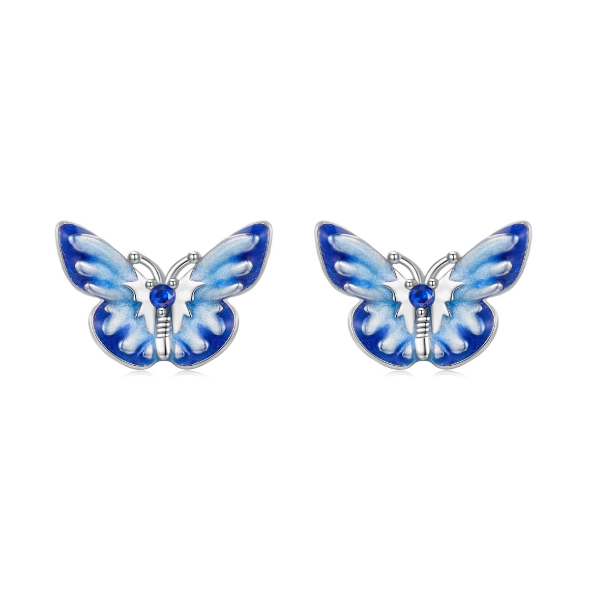 GENERICO - Aros mariposa multicolor plata 925 joya juvenil mujer