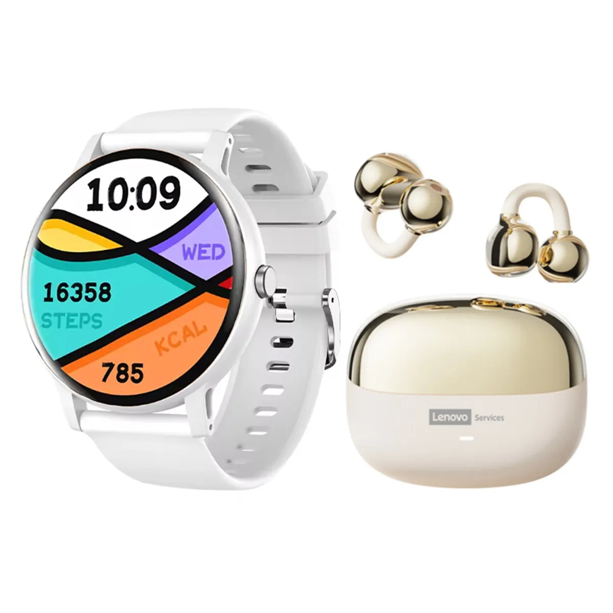 LENOVO - Audifonos Lenovo LE06 Blanco Bluetooth y Fit Pro reloj inteligente W