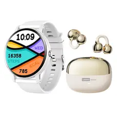 LENOVO - Audifonos LE06 Blanco Bluetooth y Fit Pro reloj inteligente W