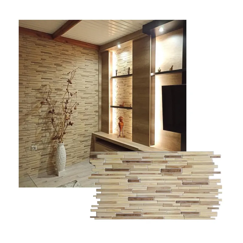 MERCAR RAY - Wall Panel PVC 3D 95 cm x 47.7cm Madera Roble 4 m² (10 Paneles)