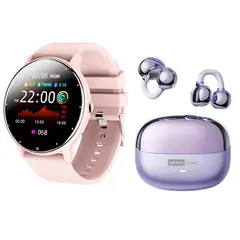LENOVO - Audifonos LE06 Morado Bluetooth y Fit Pro reloj inteligente P