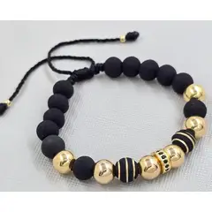 GENERICO - Brazalete adulto con rondeles oro laminado 18k