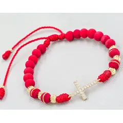 GENERICO - Brazalete ajustable con cruz Oro Laminado 18K