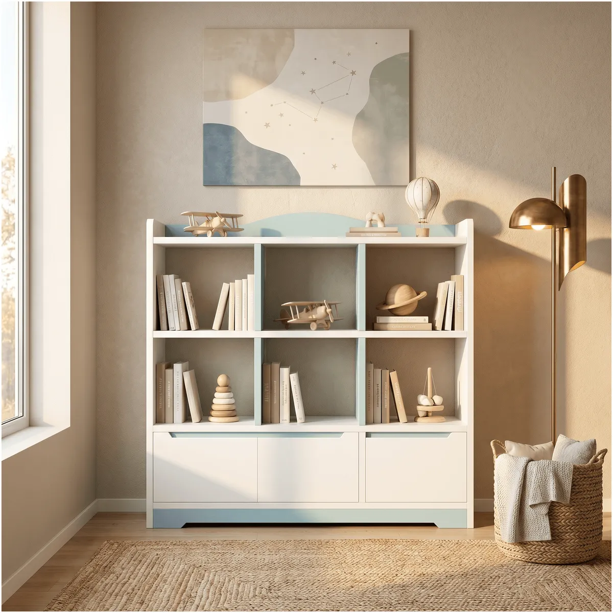 HOMER DESIGN - Organizador Niño Multiuso Living Escritorio Libros 100x118x24 con 3tira