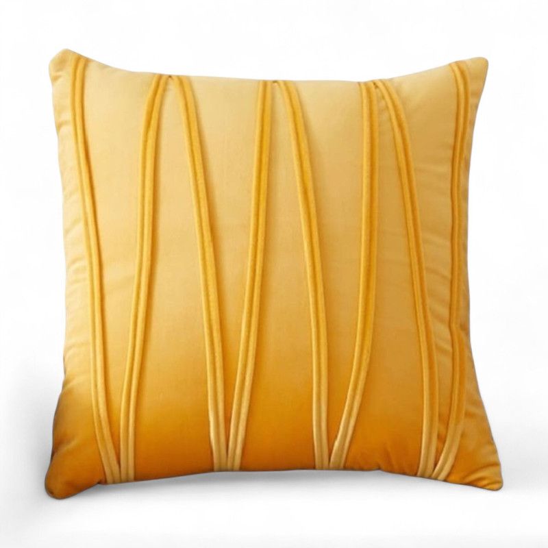 GENERICO - Cojin + Funda De Terciopelo ZigZag Medida 45x45cm Amarillo