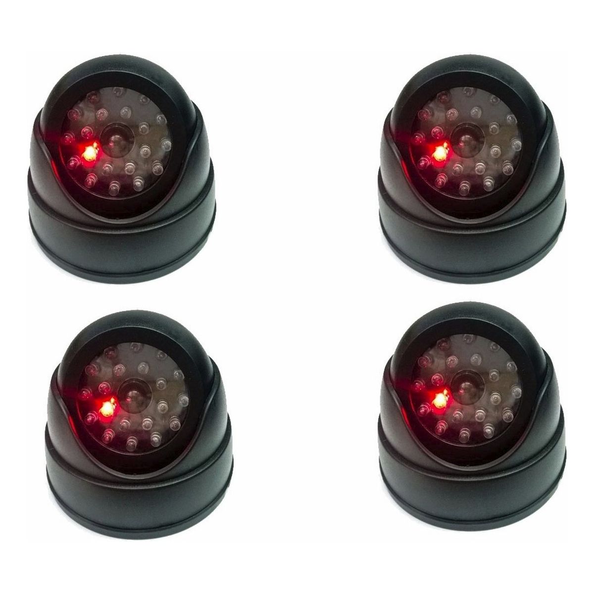 GENERICO - Pack 4 Cámara Vigilancia Falsa con Luz LED Intermitente