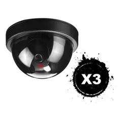 GENERICO - Pack 3 Cámara Falsa Domo Vigilancia Realista Sin Cable AA