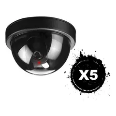 GENERICO - Pack 5 Cámara Falsa Vigilancia Domo Realista Sin Cable AA