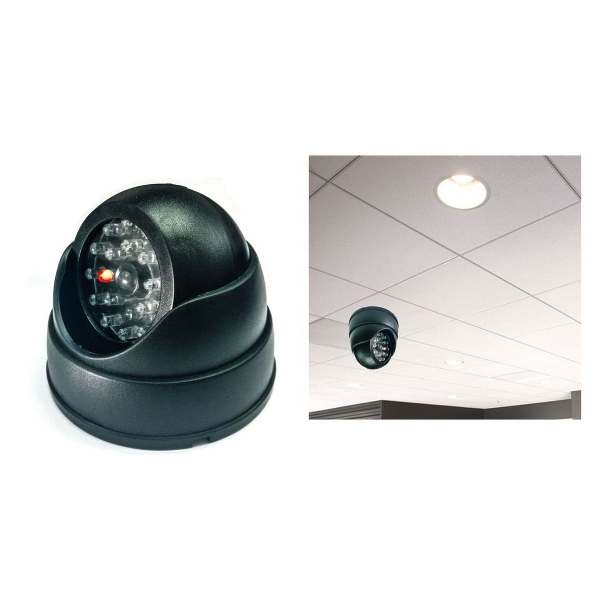 GENERICO - Cámara Vigilancia Falsa Domo LED Intermitente Fácil Instalación