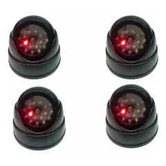 GENERICO - Pack 4 Cámara Vigilancia Falsa Domo LED Intermitente Fácil