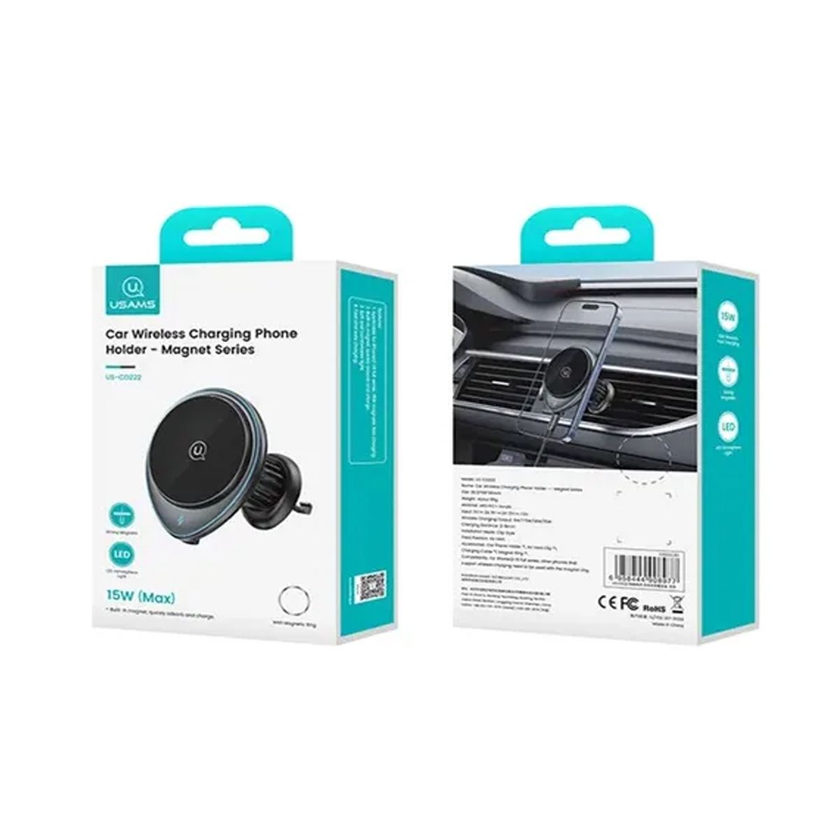 USAMS - Soporte Porta Celular Auto Carga Inalambrica 15w Usams