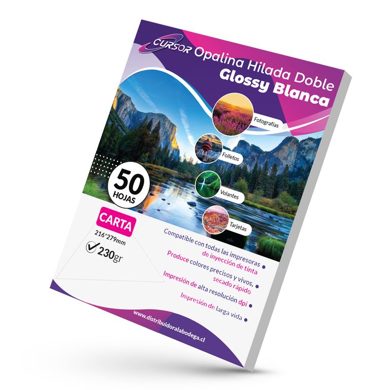 Papel Opalina Textura Brillante Doble Faz Hilada 230g 50h - Blanco