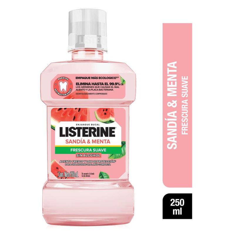 LISTERINE - Enjuague Bucal Listerine Sandia Frescura Suave Sin Alcohol x 250 ml