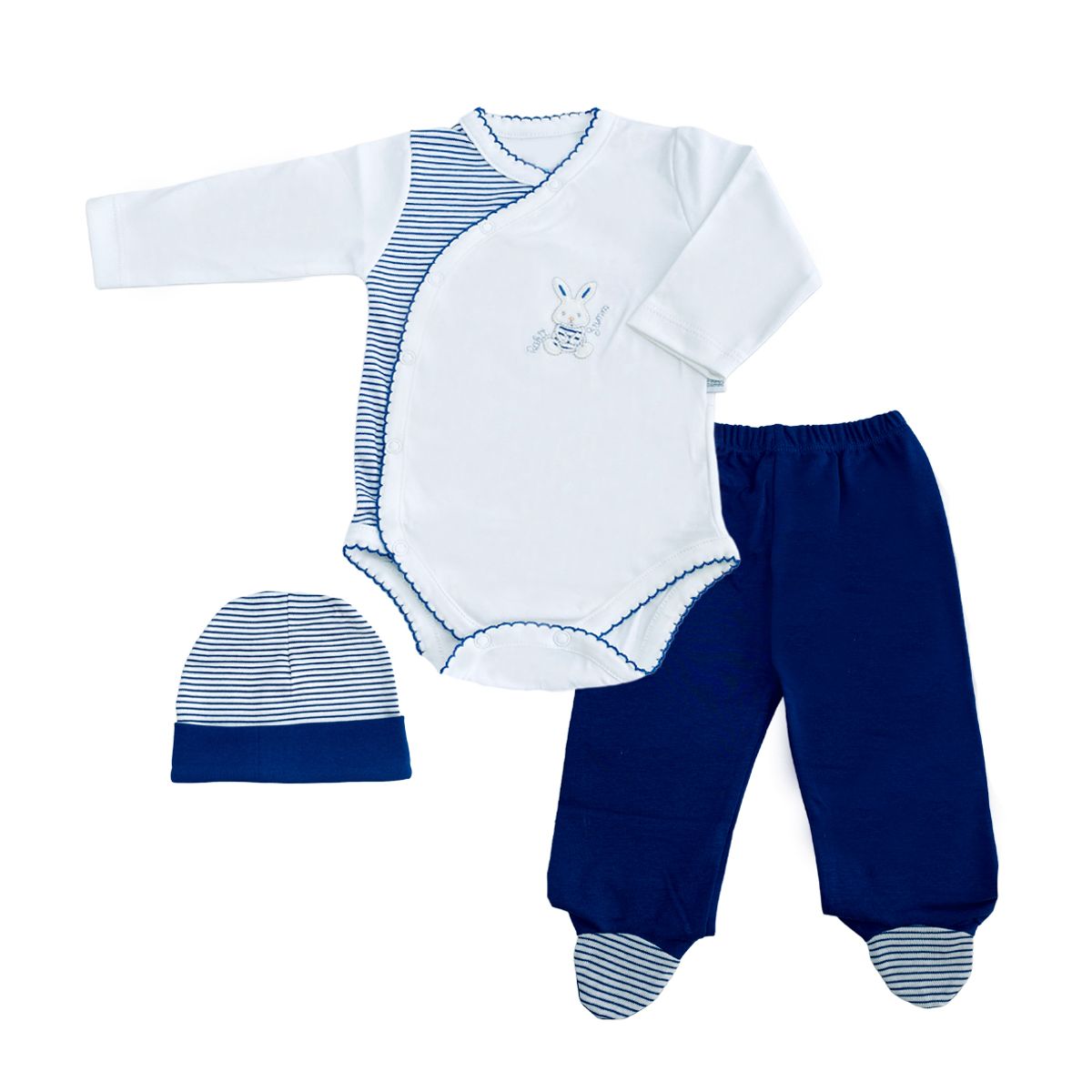 MOONWEAR - Ajuar 3 Piezas Summi Azul Algodón Peruano