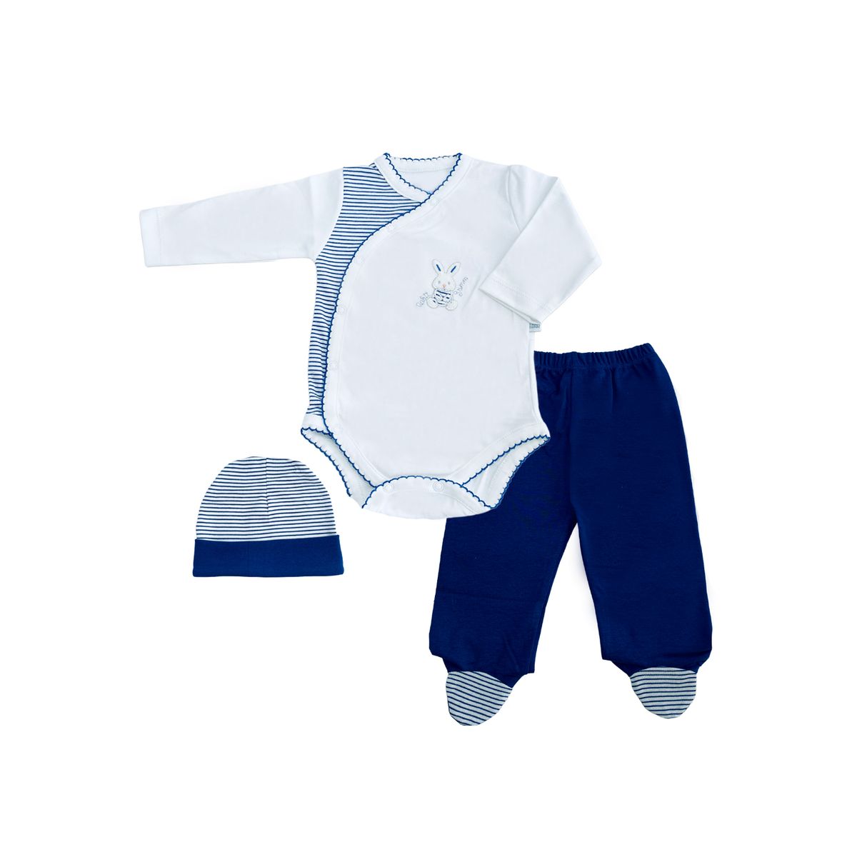 MOONWEAR - Ajuar 3 Piezas Summi Azul Algodón Peruano