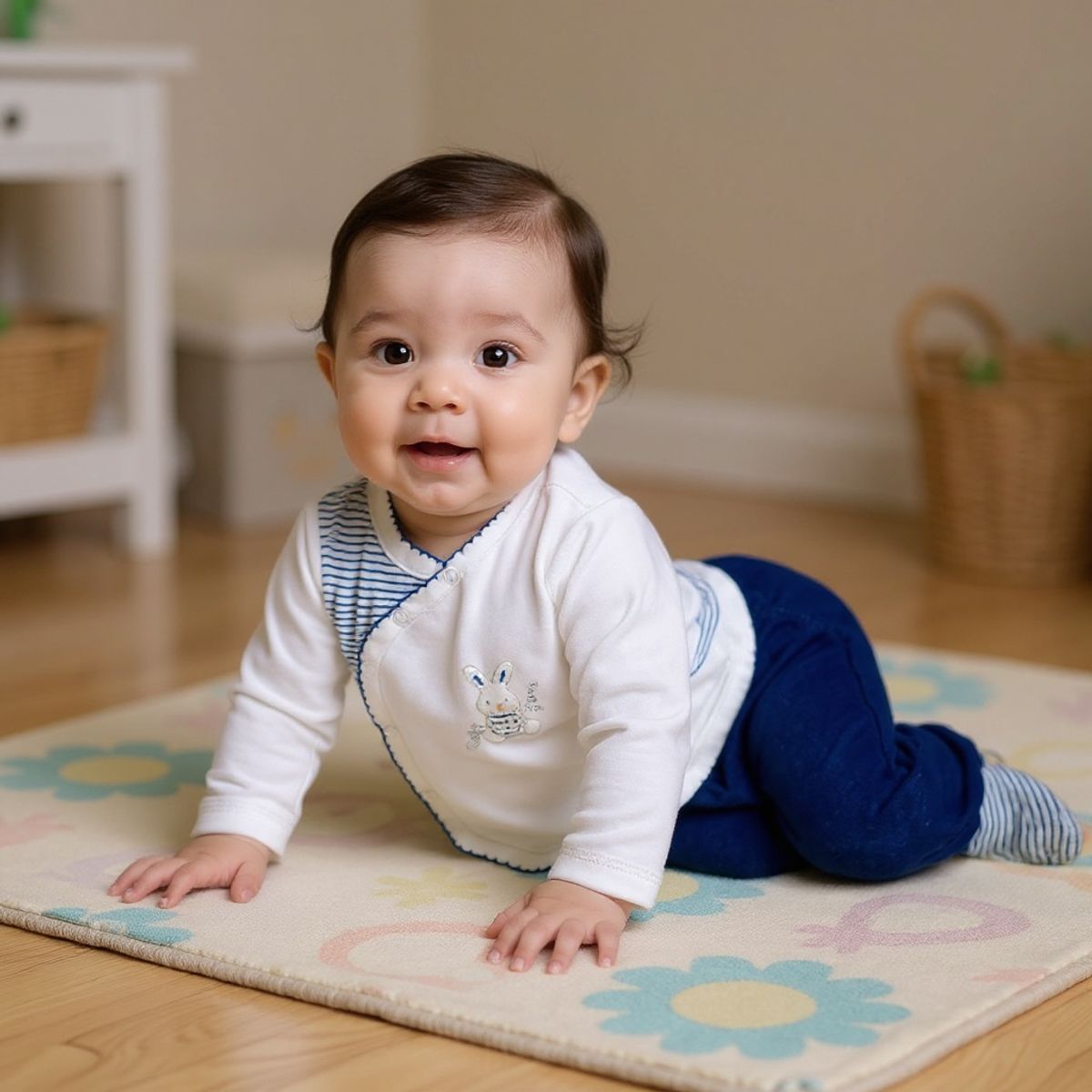 MOONWEAR - Ajuar 3 Piezas Summi Azul Algodón Peruano